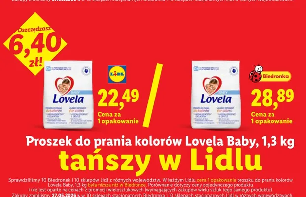 Proszek do prania kolorów Lovela Baby promocja w Lidl