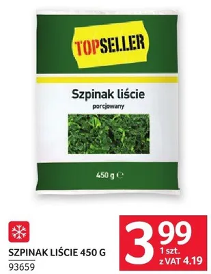 Szpinak liście mrożony 450 g promocja w Selgros