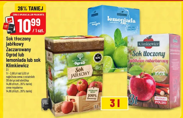 Sok tłoczony jabłkowy Zaczarowany Ogród promocja w POLOmarket