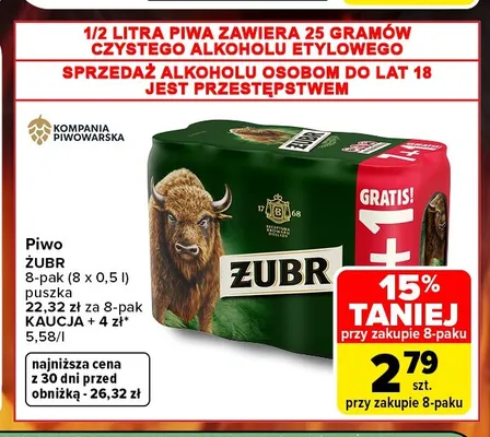 Piwo Żubr 8-pak promocja w Carrefour