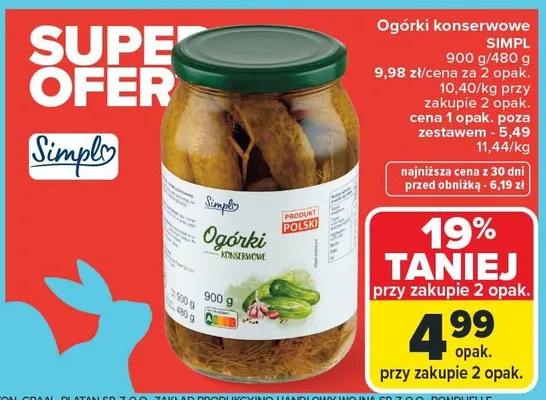 Ogórki konserwowe promocja w Carrefour