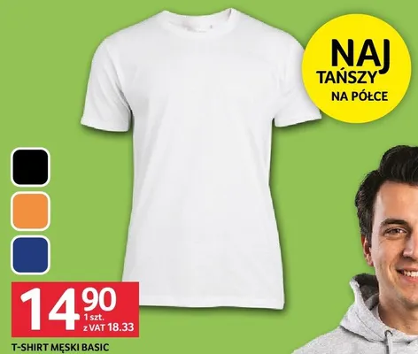 T-shirt męski BASIC rozmiary S-3XL promocja w Selgros
