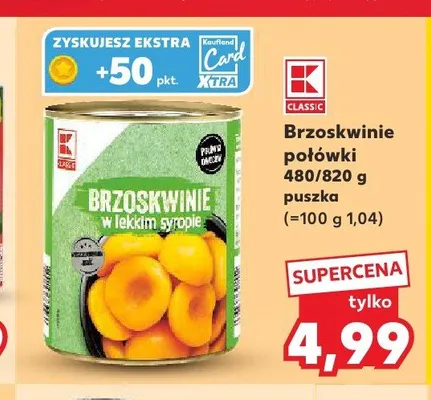 Brzoskwinie połówki w lekkim syropie CLASSIC promocja w Kaufland