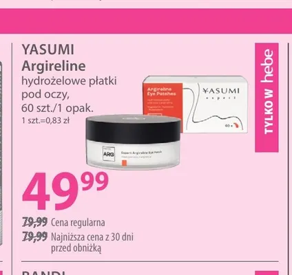 Hydrożelowe płatki pod oczy Argireline Yasumi promocja w Hebe
