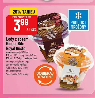 Lody z sosem Ginger Bite Royal Gusto promocja w POLOmarket