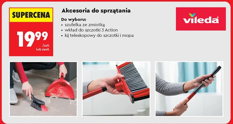 Kij teleskopowy do szczotki i mopa Vileda promocja w Biedronka