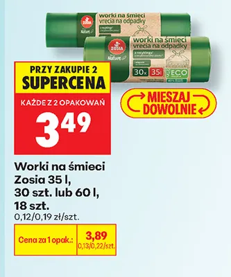 Worki na śmieci Zosia 60 l promocja w Biedronka