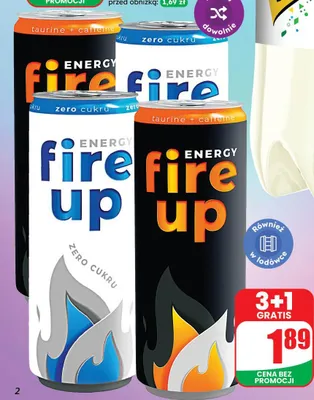 Napój energetyzujący Fire Up Zero Cukru promocja w Dino