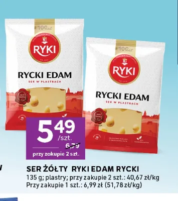 Ser żółty Rycki Edam Ryki promocja w Stokrotka