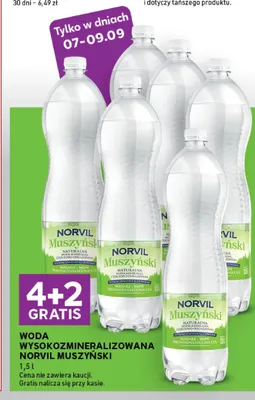 Woda niegazowana wysokomineralizowana Norvil Muszyński promocja w Stokrotka