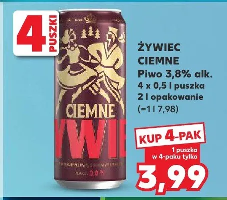 Piwo ciemne 3,8% alk. promocja w Kaufland