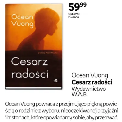 Książka Ocean Vuong Cesarz radości Wydawnictwo W.A.B. oprawa twarda promocja w Empik