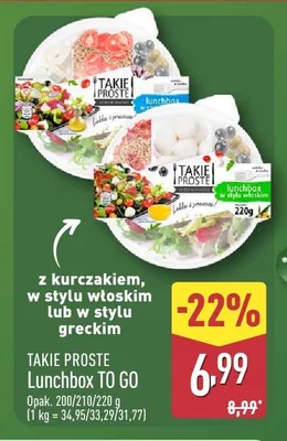 Danie gotowe Lunchbox TO GO z kurczakiem w stylu greckim Takie Proste promocja w Aldi
