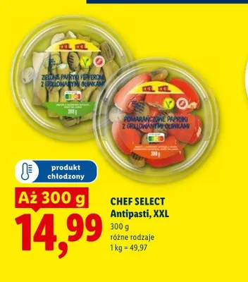 Antipasti zielone papryki pepperoni z grillowanymi oliwkami Chef Select XXL promocja w Lidl