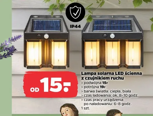 Lampa solarna LED ścienna z czujnikiem ruchu podwójna IP44 promocja w Netto