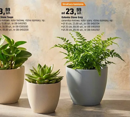 Doniczka Stone Grey ceramika matowa, kolor szary, różne rozmiary promocja w OBI