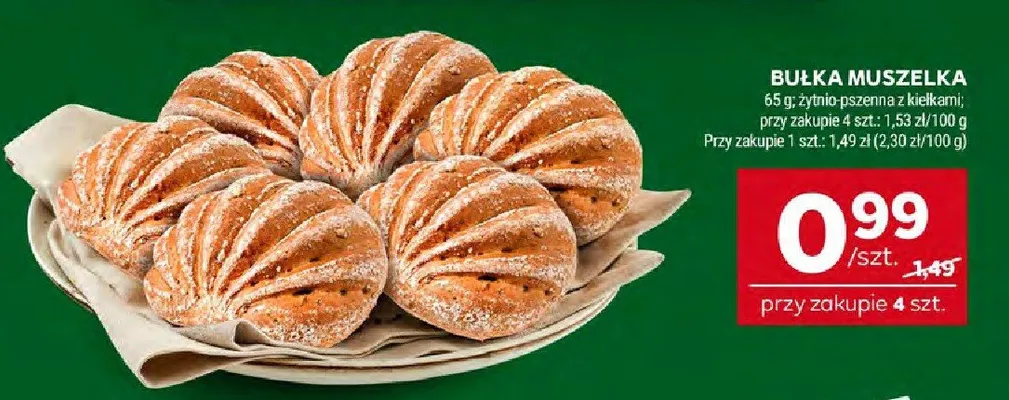 Bułka muszelka żytnio-pszenna z kiełkami promocja w Stokrotka