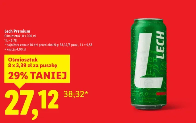 Piwo Lech Premium 8-pak promocja w Lidl