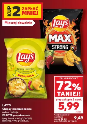 Chipsy ziemniaczane Max Strong Chilli & Lime Lay's promocja w Kaufland