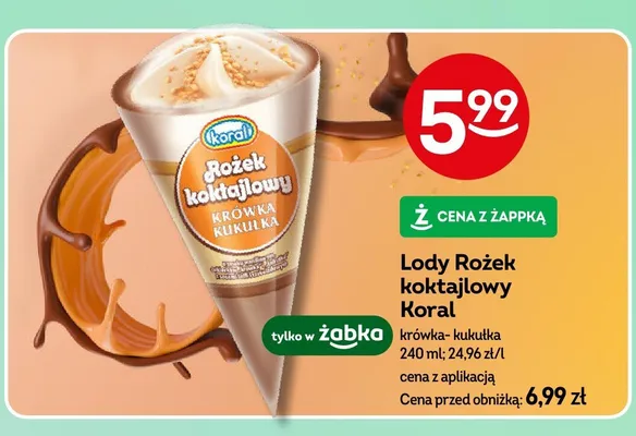 Lody rożek koktajlowy krówka-kulkulka promocja w Żabka