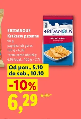 Krakersy pszenne papryka Eridanous promocja w Lidl