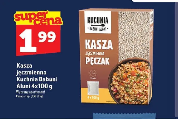 Kasza jęczmienna pęczak Kuchnia Babuni Aluni 4-pak 100g promocja w TOPAZ