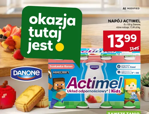Napój Actimel Danone 8-pak promocja w Stokrotka