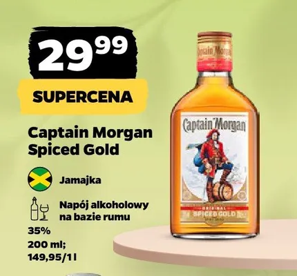 Napój alkoholowy na bazie rumu Captain Morgan Spiced Gold promocja w Netto