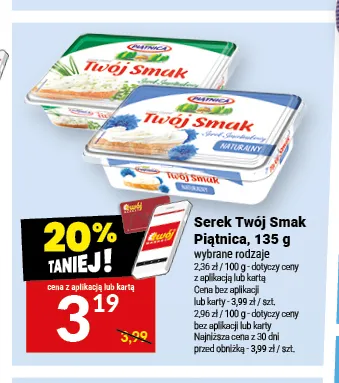 Serek Twój Smak naturalny Piątnica promocja w Twój Market