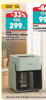 Frytkownica szklana Huslog z funkcją pary zielona promocja w Biedronka Home