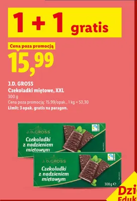 Czekoladki miętowe XXL J.D. Gross promocja w Lidl