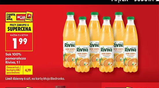 Sok 100% pomarańcza Riviva promocja w Biedronka