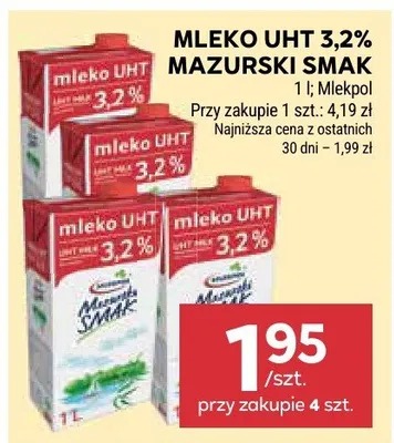 Mleko UHT 3,2% mazurski smak promocja w Stokrotka