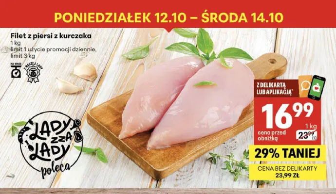 Filet z piersi z kurczaka promocja w Delikatesy Centrum