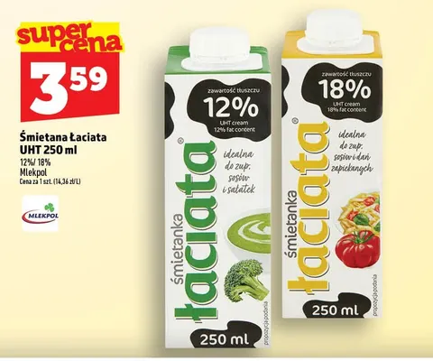 Śmietana Łaciata UHT 18% promocja w TOPAZ
