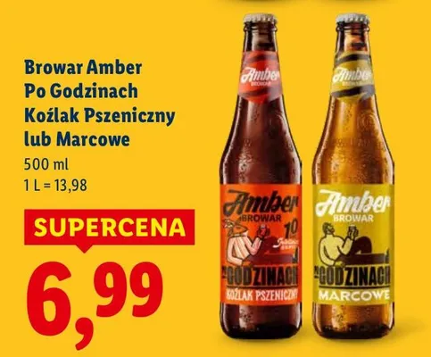 Piwo kraftowe Browar Amber Po Godzinach Koziak Pszeniczny lub Marcowe promocja w Lidl