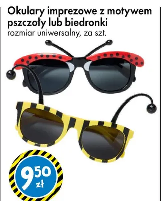 Okulary imprezowe z motywem pszczoły lub biedronki promocja w Tedi