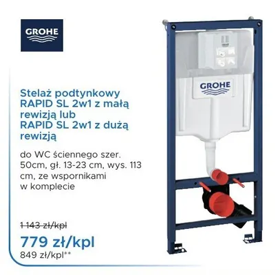 Stelaż podtynkowy Grohe RAPID SL 2w1 z dużą rewizją promocja w Blu Salony Łazienek