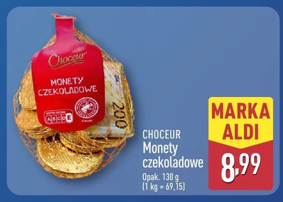 Monety czekoladowe promocja w Aldi