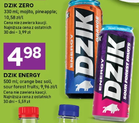 Napój energetyczny Dzik Zero pineapple promocja w Stokrotka
