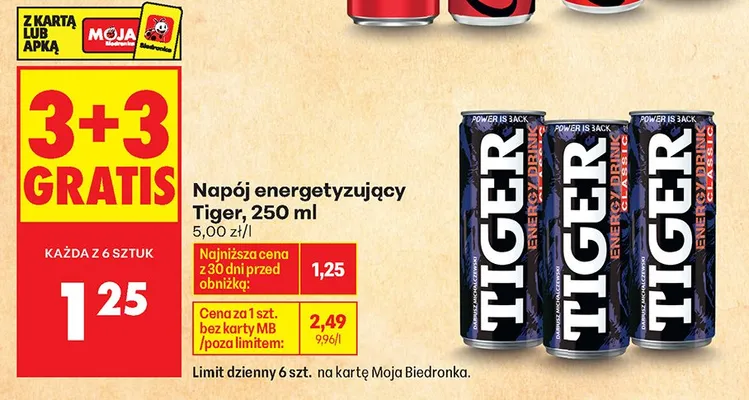 Napój energetyzujący Tiger promocja w Biedronka