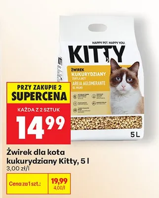 Żwirek dla kota kukurydziany Kitty promocja w Biedronka
