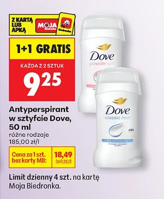 Antyperspirant w sztyfcie różne rodzaje promocja w Biedronka