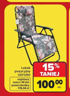Leżak pozycyjny Oxford promocja w Carrefour