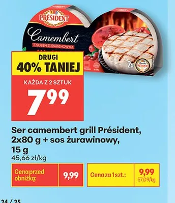Ser camembert grill Président + sos żurawinowy promocja w Biedronka