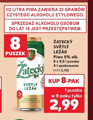 Piwo Žatecký Světlý Ležák 8-pak 500 ml promocja w Kaufland