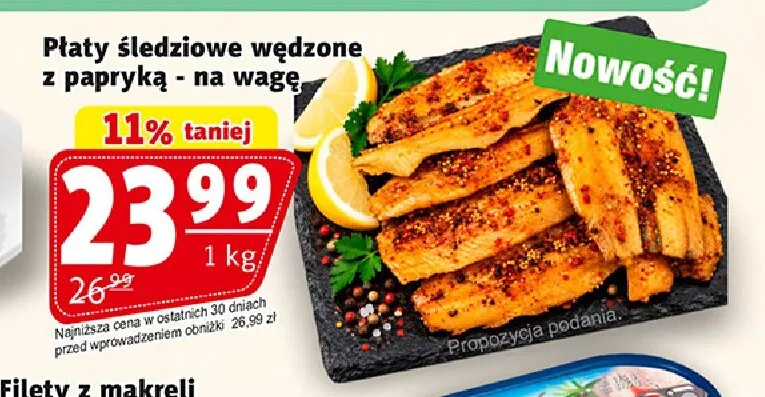 Płaty śledziowe wędzone z papryką na wagę promocja w Prim Market