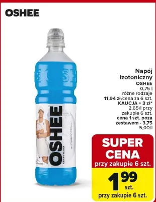 Napój izotoniczny OSHEE 0,75l różne rodzaje promocja w Carrefour