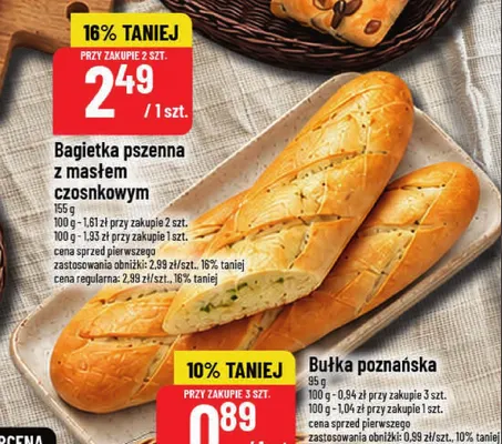 Bagietka pszenna z masłem czosnkowym promocja w POLOmarket