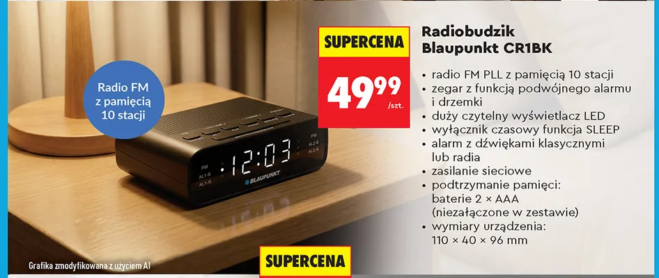 Radiobudzik Blaupunkt CR1BK promocja w Biedronka